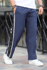 Turbo Panel Typography Micro Loose fit Trouser in Navy Blue